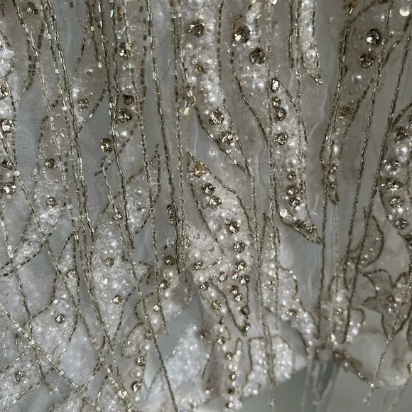 Albina Dyla Silver and White Beaded dress - Picture 3 of 8